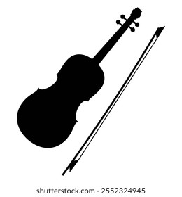 Violin Icon with Simple Design on White Background