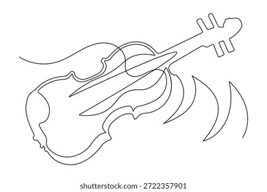 Ícone de violino simples esboço ilustração de arte de linha única música isolada