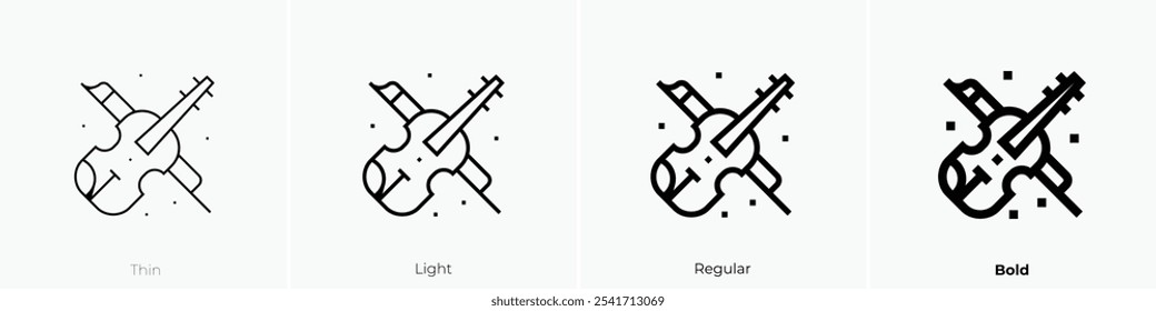 violin icon. Thin, Light Regular And Bold style design isolated on white background