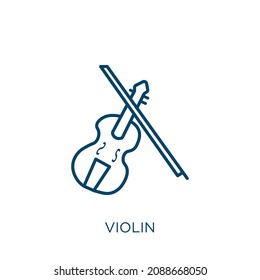 violin icon. Thin linear violin outline icon isolated on white background. Line vector violin sign, symbol for web and mobile
