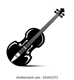 Violin Icon. Vector Black Musical Instrument Illustration.