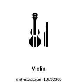 Violin icon vector isolated on white background, logo concept of Violin sign on transparent background, filled black symbol
