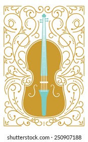 Violin Illustration Design on White Background