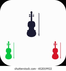 Violin Illustration set. Blue, green, red icon.