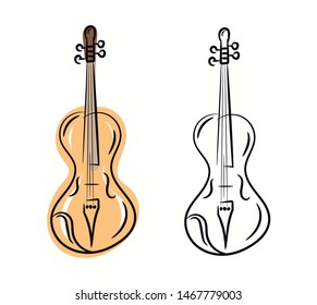 Violin instrument in doodle style