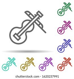 Violin, instrument, italy in multi color style icon. Simple thin line, outline vector of italy icons for ui and ux, website or mobile application