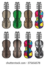 violin instrument silhouette colored texture design vector illustration