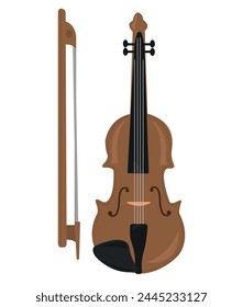 Violin instrument, stringed instrument vector illustration