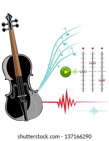 Violin instruments illustration. Recording Studio