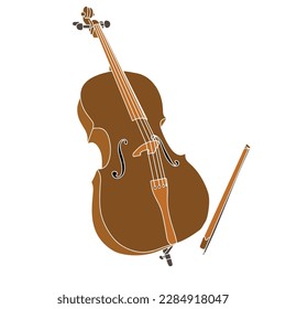 Violin isolated on white background. Musical instrument without outline.
