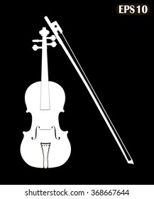 Violin isolated and silhouette on black background vector illustration 