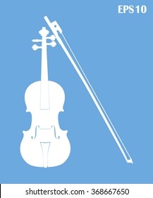 Violin isolated and silhouette on  blue background vector illustration 