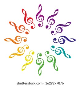 Violin Key In The Circle Of Spectrum Vector Illustration