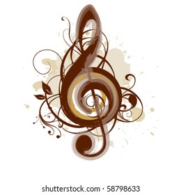 Violin key in floral design