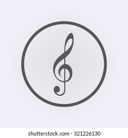 Violin key icon circle . Vector Illustration