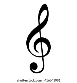 Violin key icon, clef symbol, black isolated vector icon.