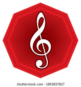 Violin Key Icon Vector Illustration. Red Violin Key Isolated On White Background. Musical Sign