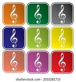 Violin Key Icon Vector Illustration. G Clef Icon. Treble Clef Button Vector
