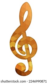 Violin Key With Low Poly Pattern Vector Illustration. G Clef. Treble Clef
