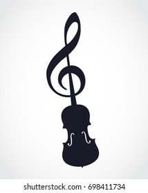 violin key silhouette symbol with violin shape