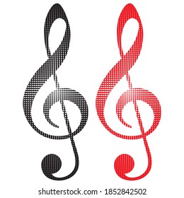 Ilustración de vectores de claves de violín. Llave De Violín Con Patrón Cuadrado Aislado En Fondo Blanco