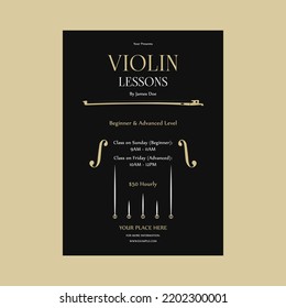 Diseño de volante de lecciones de violín, ilustrador 