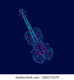 Violin line art colorful logo design. Abstract vector illustration. 