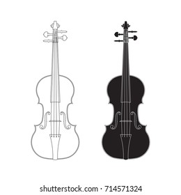 Violin, line design, isolated on white background, vector illustration