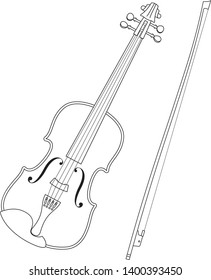 violin line drawing isolate in white background