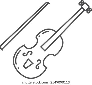 Violin line icon. Classic orchestra music instrument