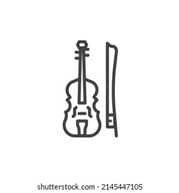 Violin line icon. linear style sign for mobile concept and web design. Violin music instrument outline vector icon. Symbol, logo illustration. Vector graphics