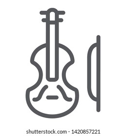 Violin line icon, music and instrument, cello sign, vector graphics, a linear pattern on a white background, eps 10.