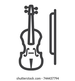 Violin line icon, music and instrument, sound sign vector graphics, a linear pattern on a white background, eps 10.