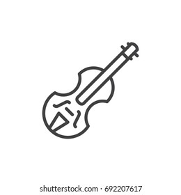 Violin line icon, outline vector sign, linear style pictogram isolated on white. Symbol, logo illustration. Editable stroke. Pixel perfect vector graphics