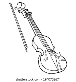 violin line vector illustration.
isolated on white background.Top view
