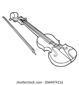 violin line vector illustration,isolated on white background,top view