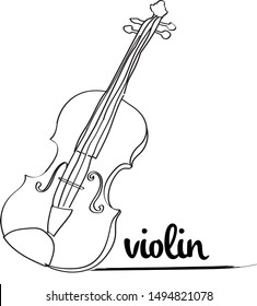 Violin linear icon. Thin line illustration. Fiddle. Contour symbol. Vector isolated outline drawing. Vector illustration for coloring book