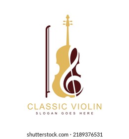 violin logo. logo with classic color combination. Classical music concept.