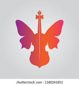 violin logo concept. violin with butterfly wings logo concept
