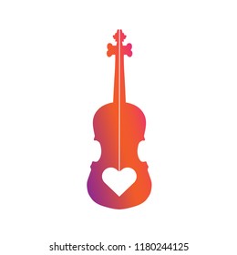 violin logo concept. violin with love heart logo concept