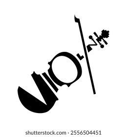 Violin logo. The letters of the word are drawn in the form of a violin. Vector illustration in black isolated on a white background