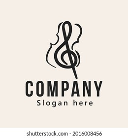 violin logo, musical instrument logo design, vector illustration