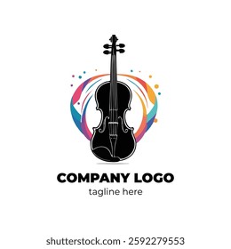 Violin logo template for music school violin class or orchestra featuring a sleek violin vector and classic music elements
