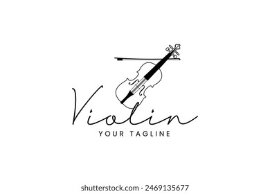 Ilustración del icono del Vector del logotipo del violín