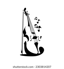 violin logo vector on white background, violin silhouette
