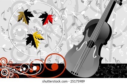 Violin and maple leaf		