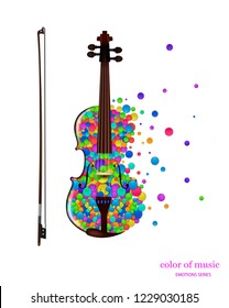 violin music idea on the white background, violine created from the small colored parts, color of music concept, vector