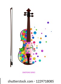 violin music idea on the white background, violine created from the small colored parts, color of music concept, vector