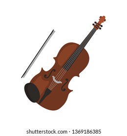 Violin music instrument color vector icon. Flat design