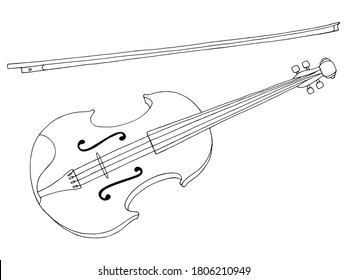 Violin music instrument graphic black white isolated sketch illustration vector